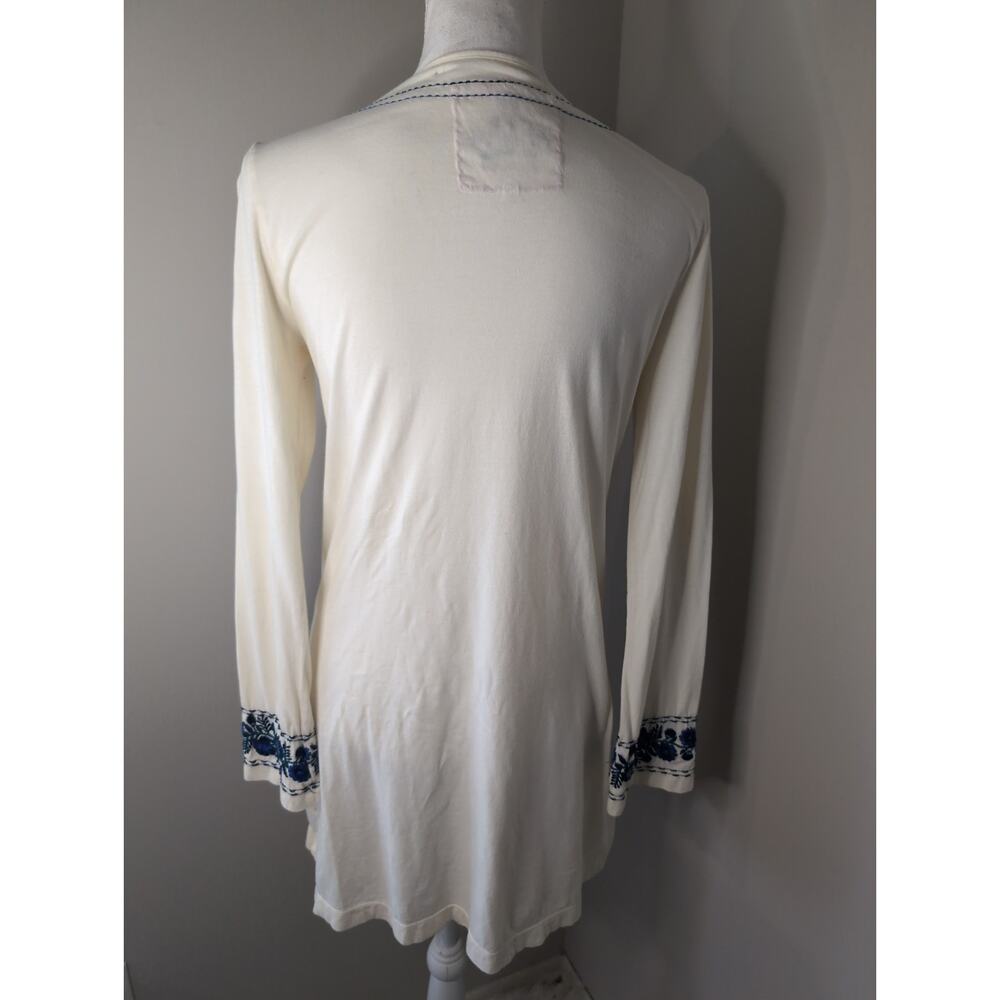 Johnny Was floral embroidery long sleeve med tie front tunic top - Picture 6 of 11